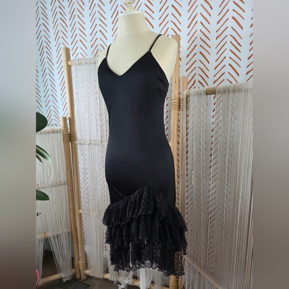 FREDERICKS OF HOLLYWOOD Black Satin Slip Dress